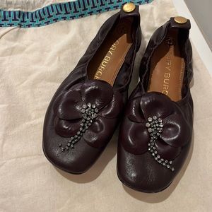 Tory Burch Flower Ballet flats w/ rhinestone charm